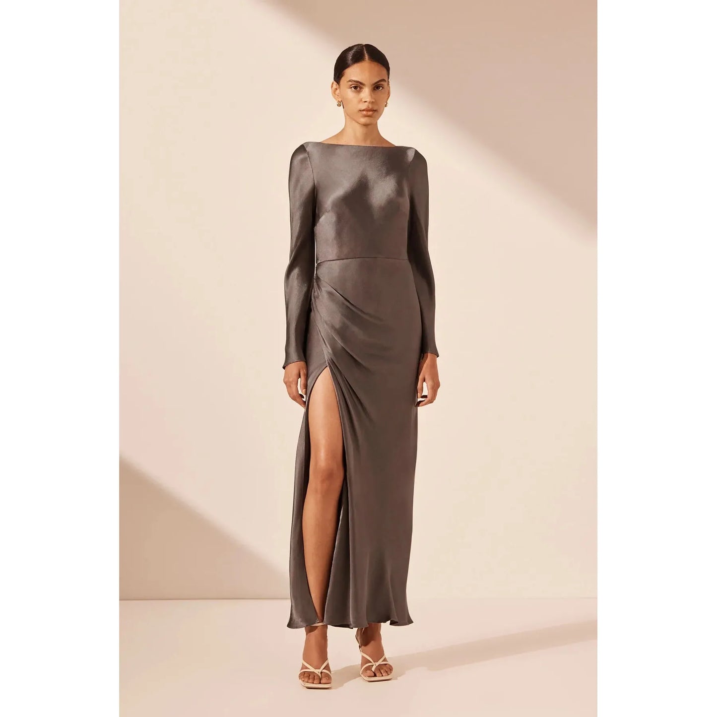 La Lune Flared Sleeve Side Split Midi Dress
