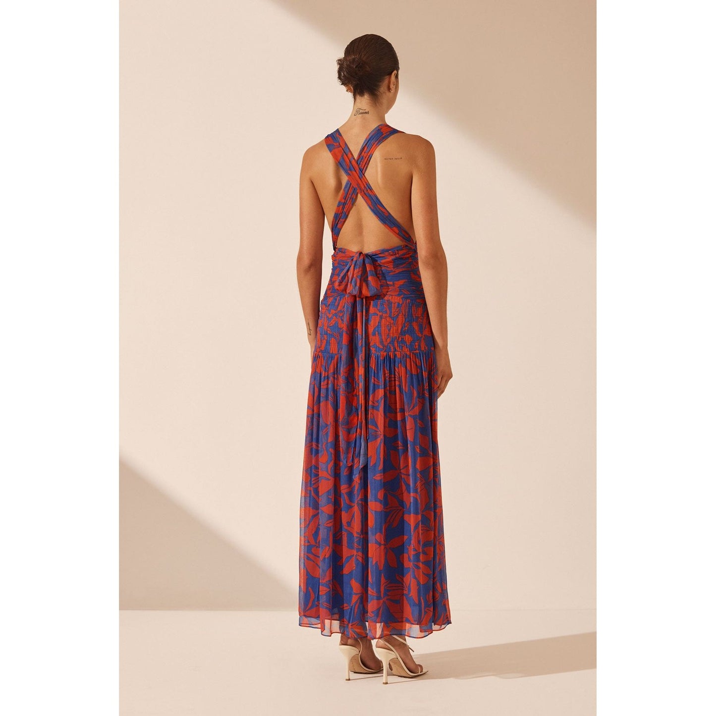 Flore Plunged Tie Back Midi Dress