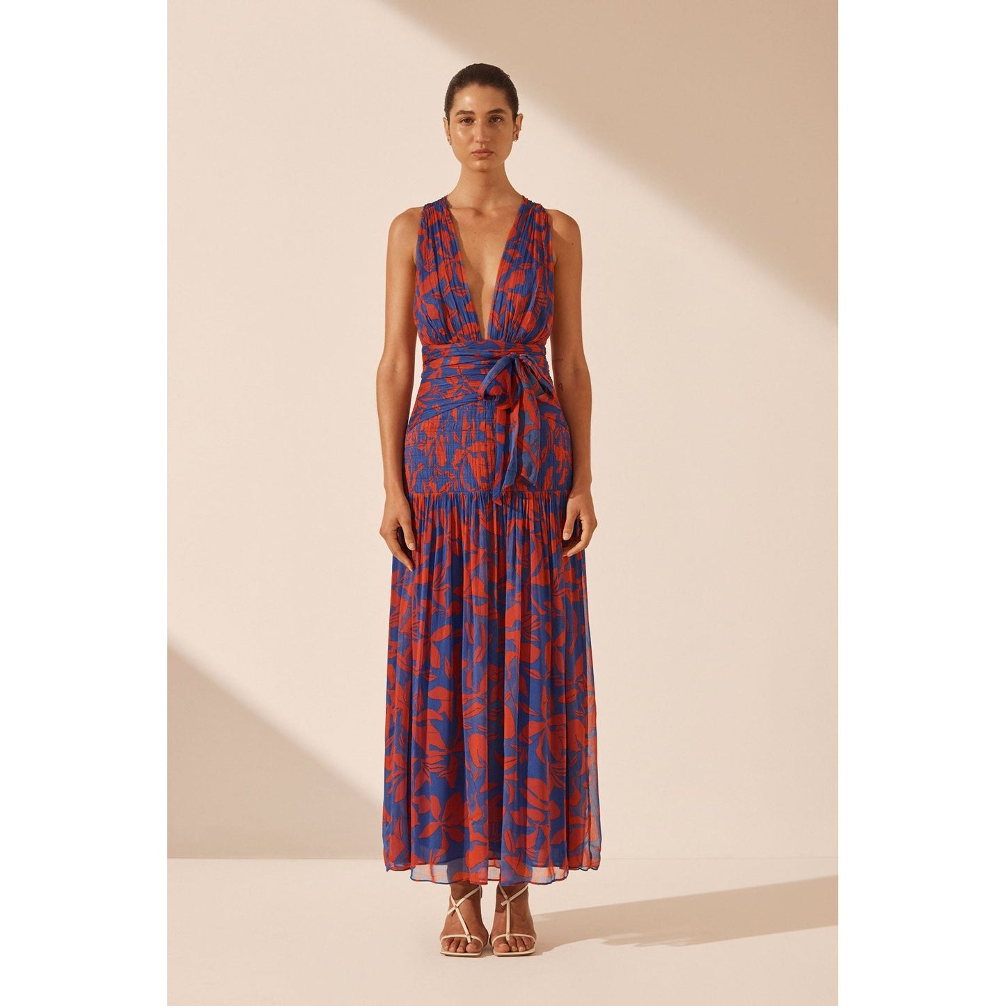 Flore Plunged Tie Back Midi Dress
