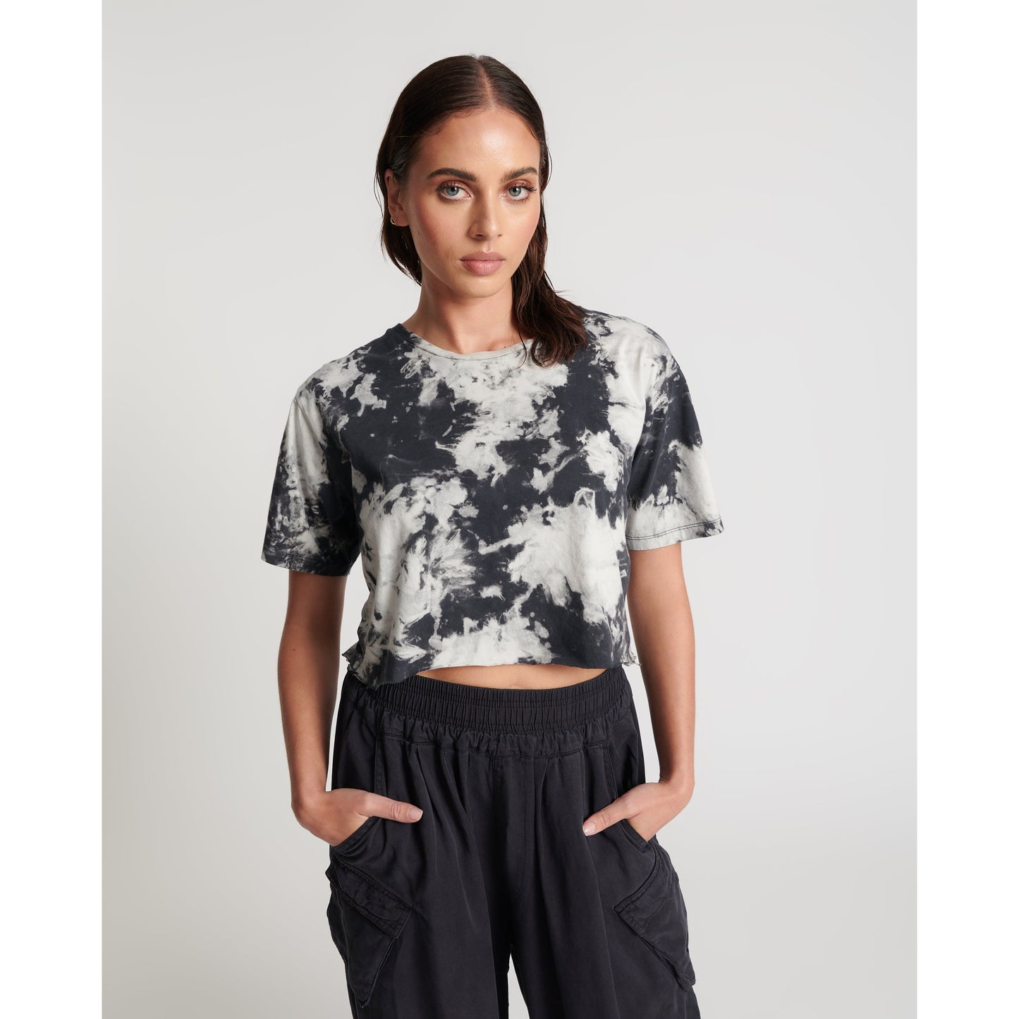 Tie Dye Organic Cropped Crew Tee