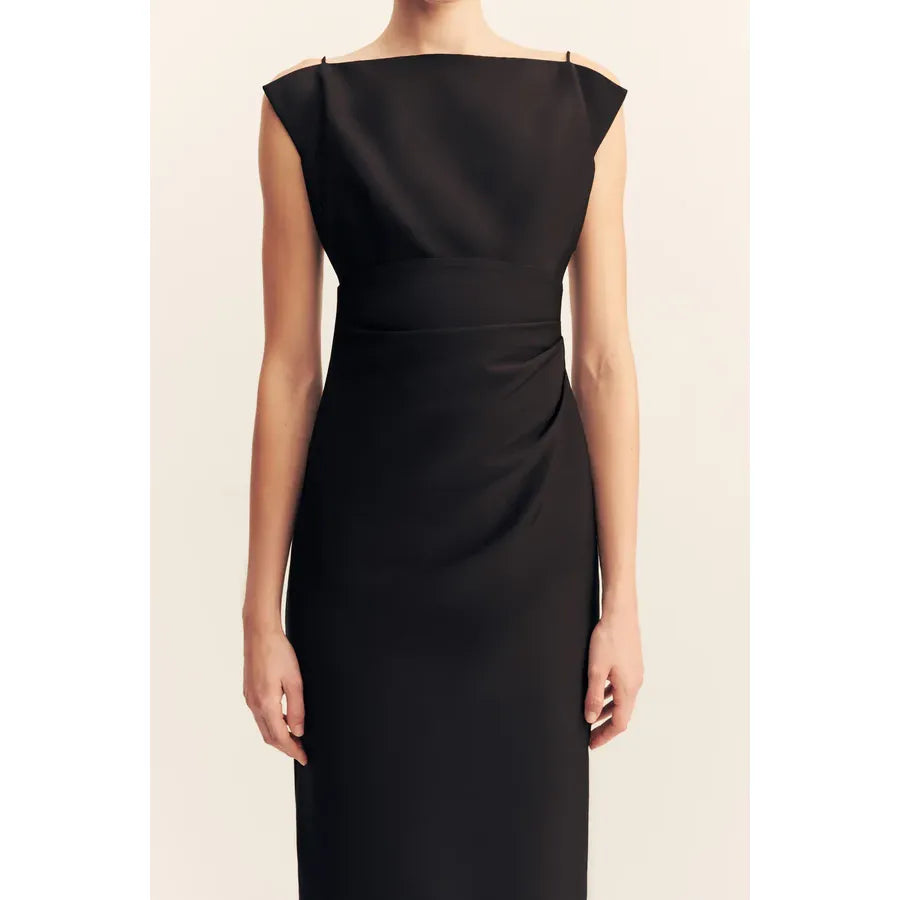 Otis Draped high neck midi dress