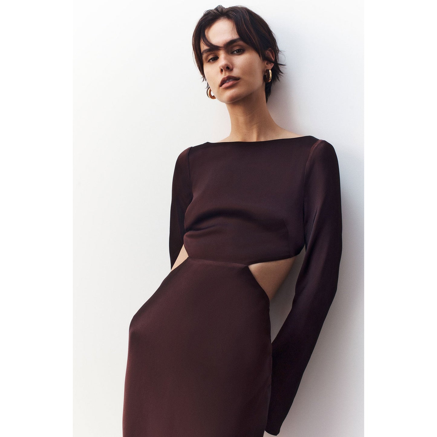 Lana Long Sleeve Open Back Midi Dress