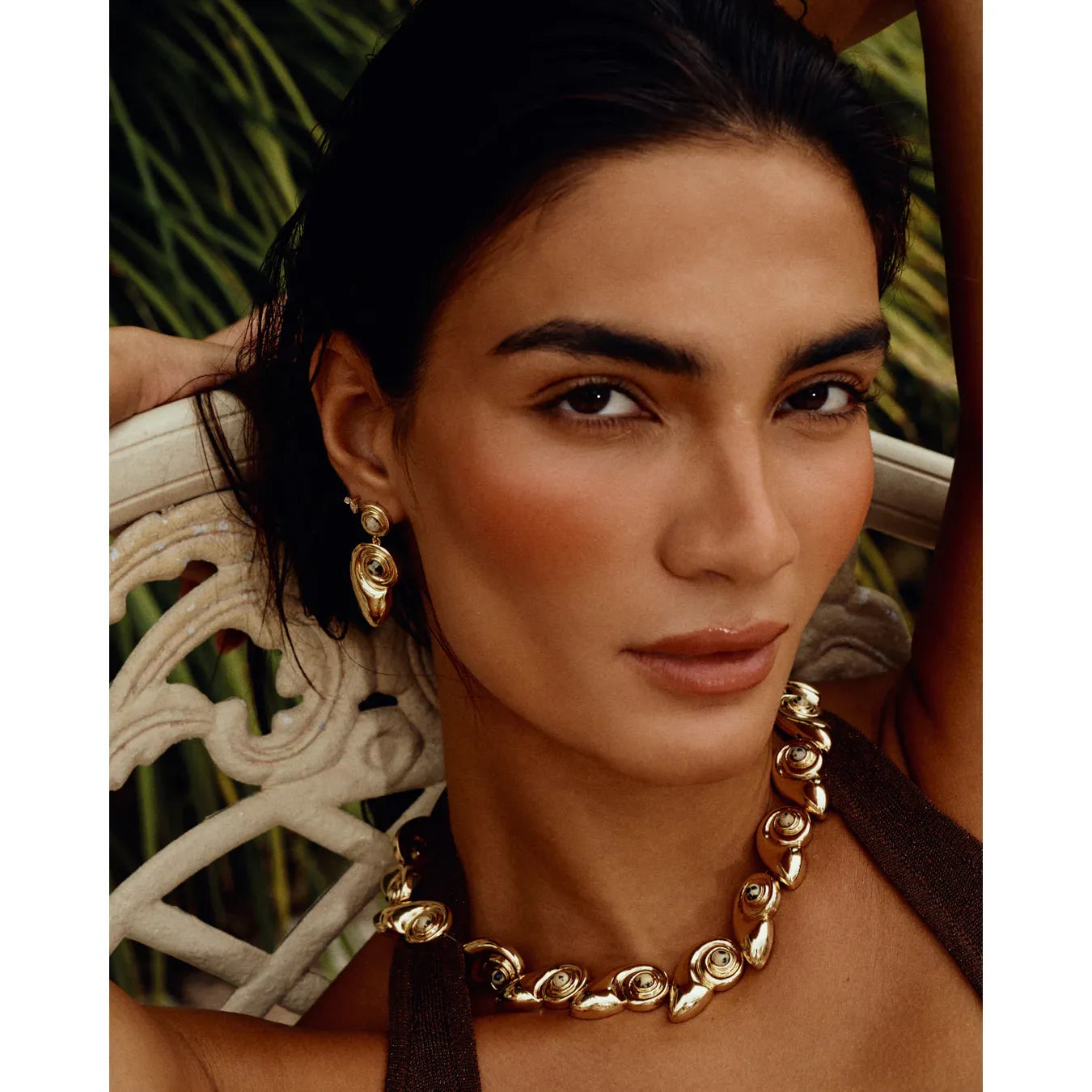 Palma Shell statement necklace - gold