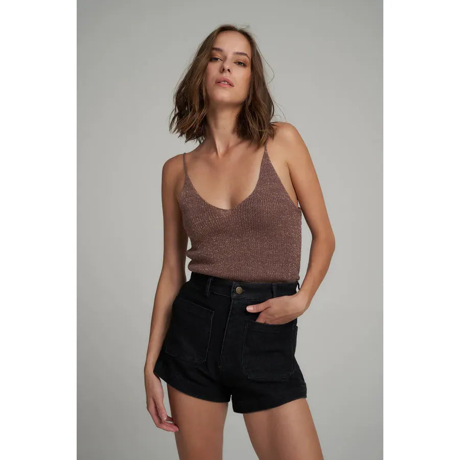 Vega Knit Singlet - Choc