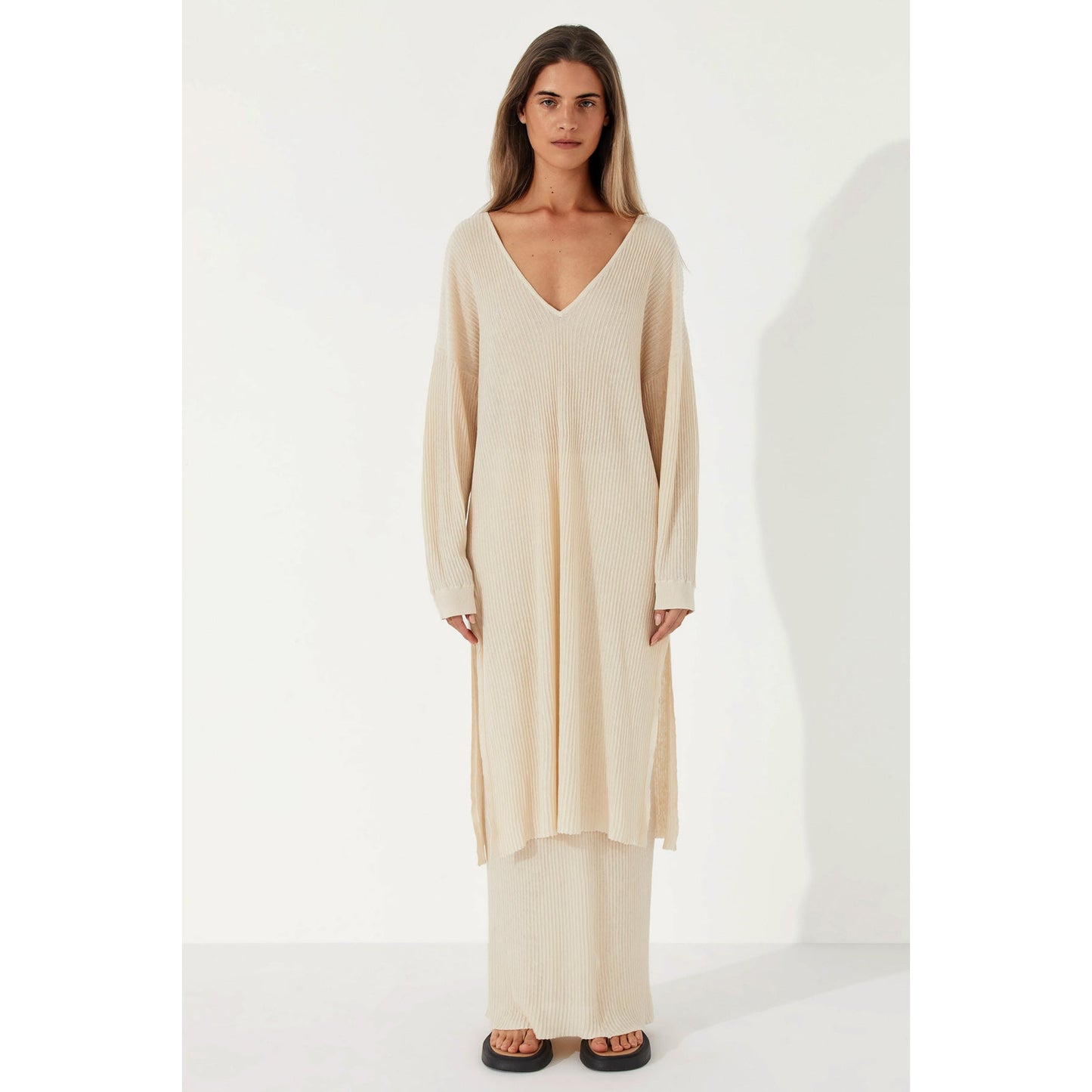 Stone Organic Linen Blend Knit Dress