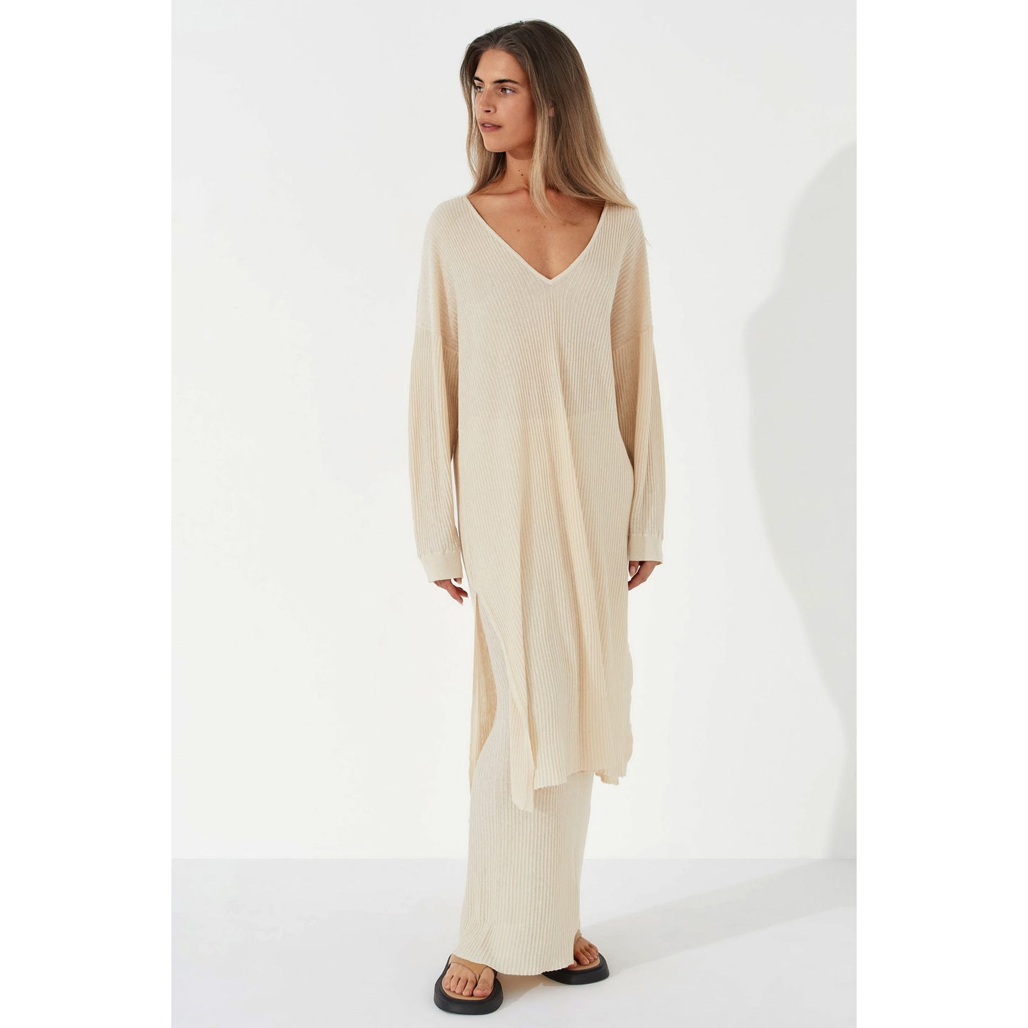 Stone Organic Linen Blend Knit Dress