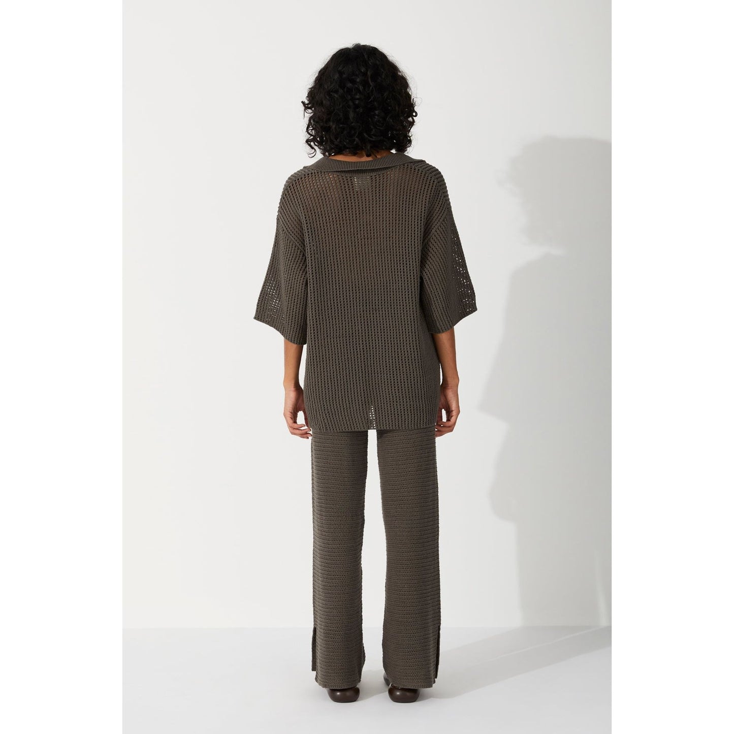 Charcoal Cotton Crochet Shirt