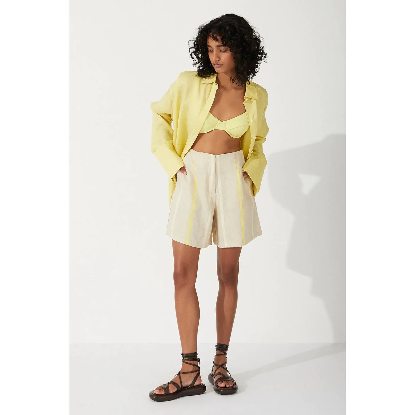 Citrus Stripe Linen Short