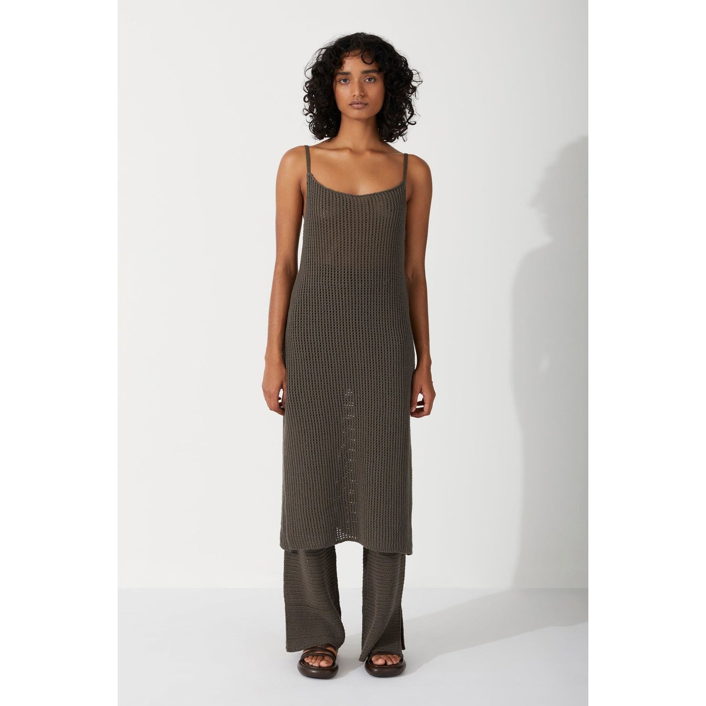 Charcoal Cotton Crochet Dress
