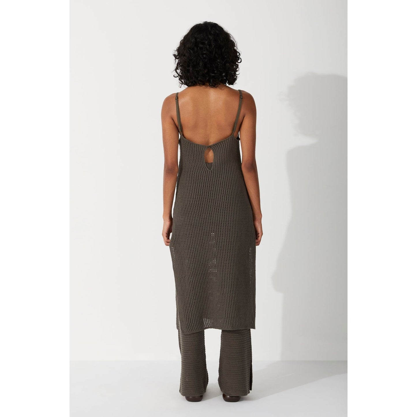 Charcoal Cotton Crochet Dress