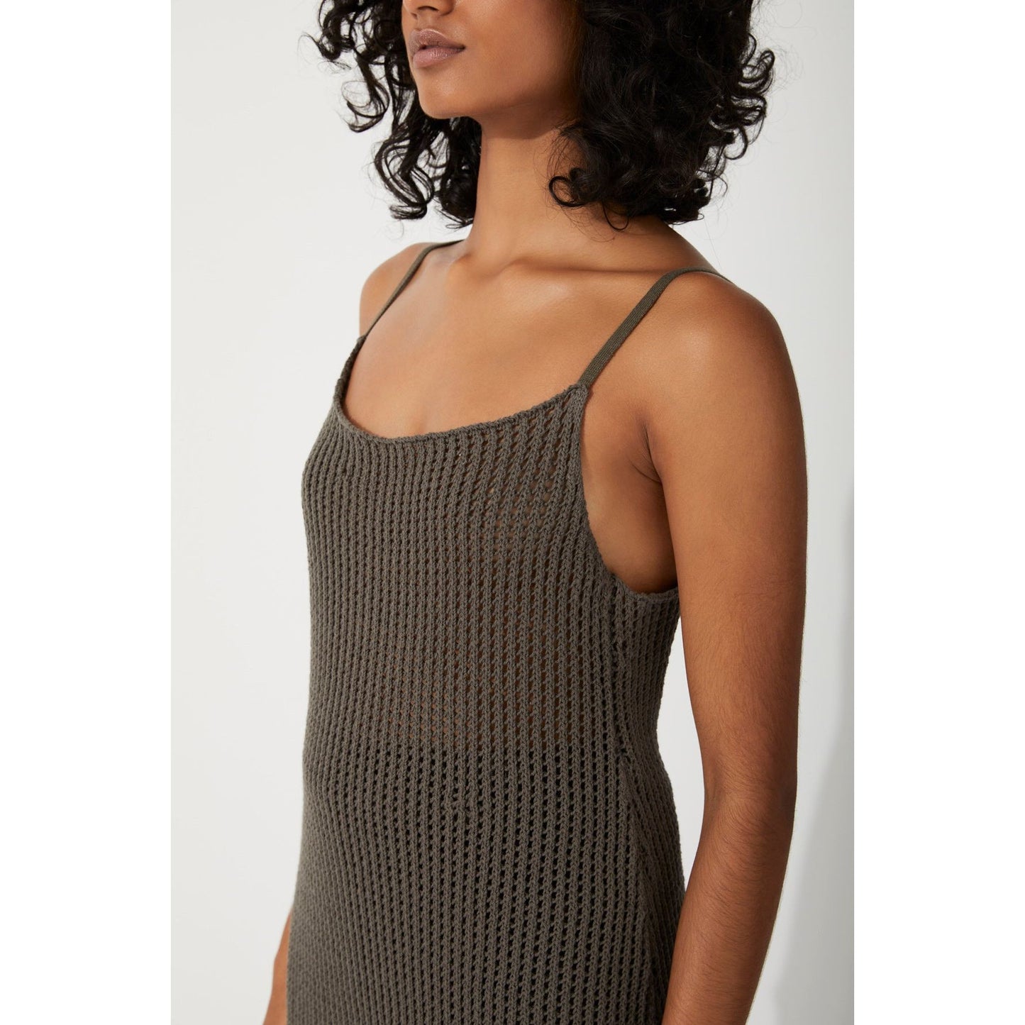 Charcoal Cotton Crochet Dress