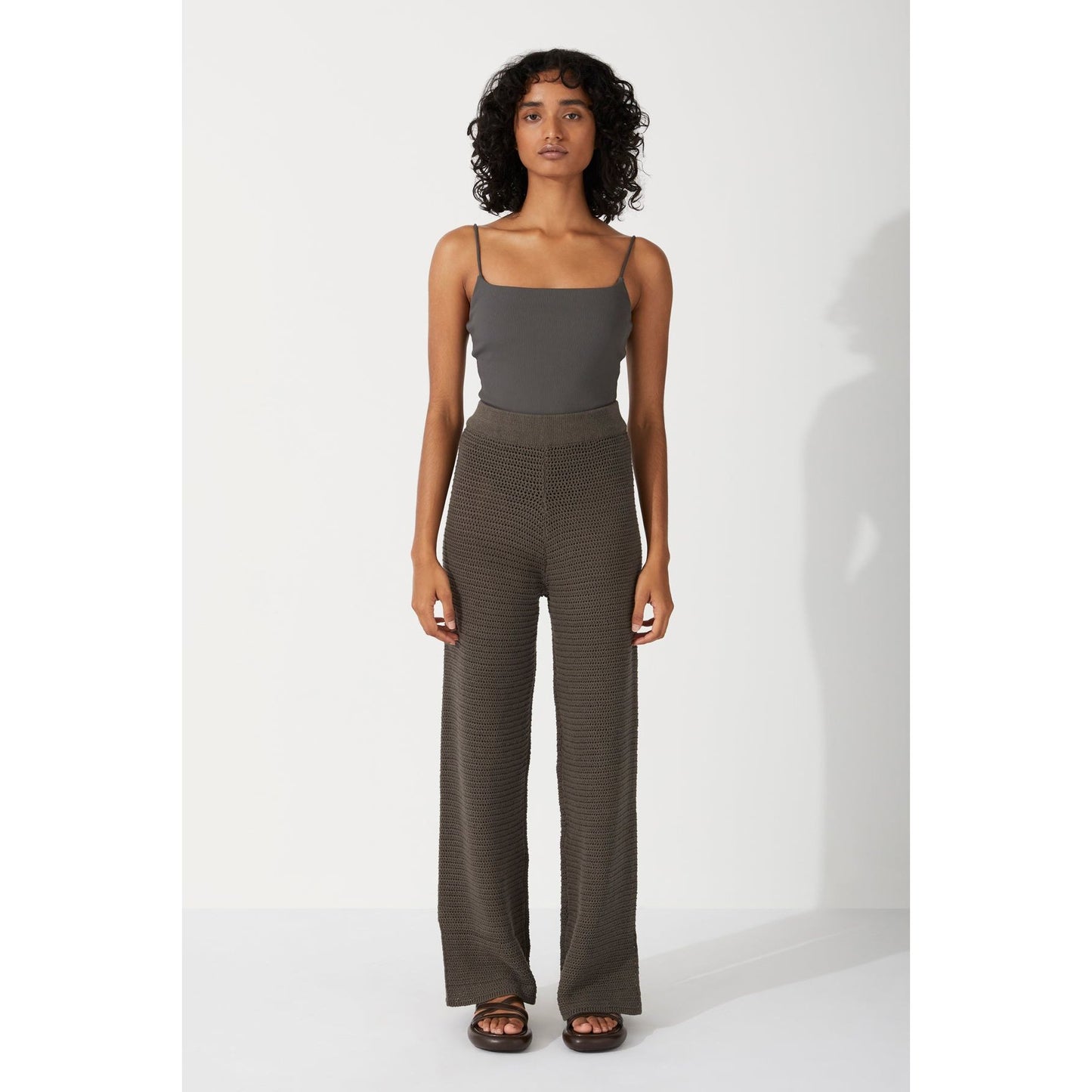 Charcoal Cotton Crochet Pant