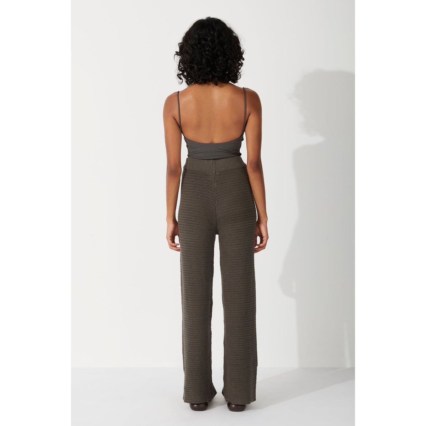 Charcoal Cotton Crochet Pant