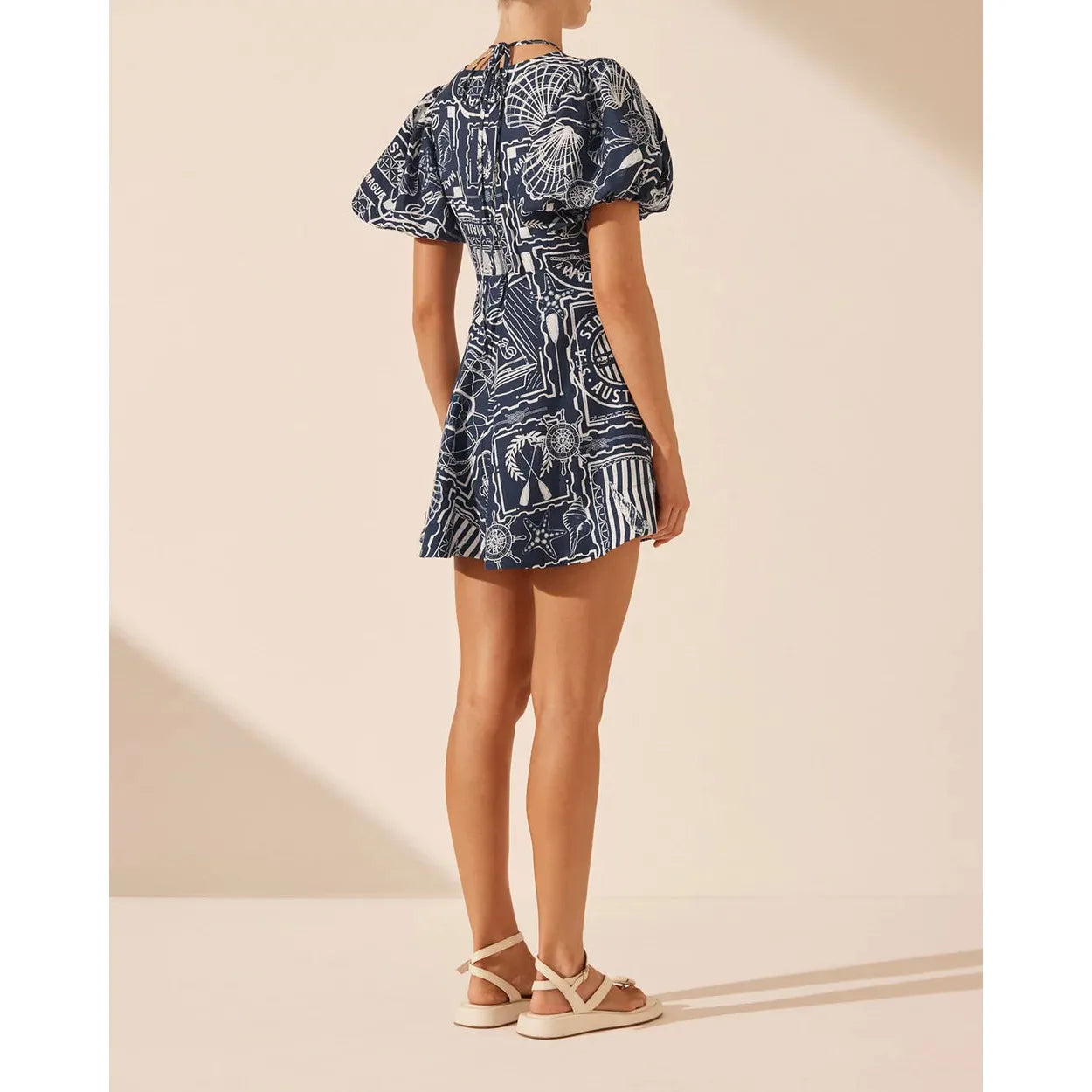 Amelie Linen Ruched Keyhole Mini dress