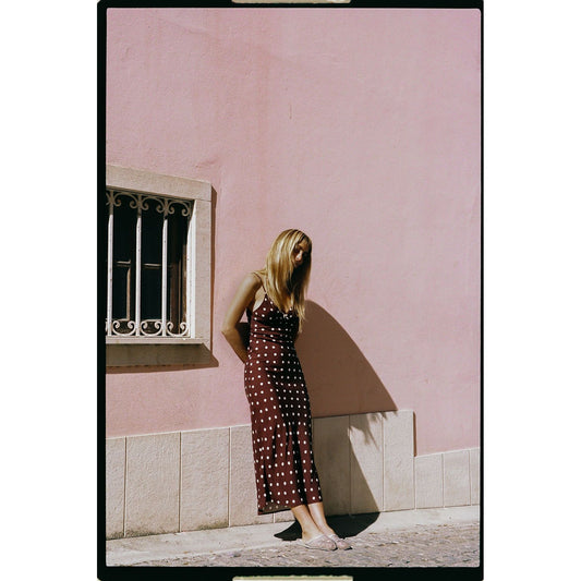 Polka Dot Bias Midi dress