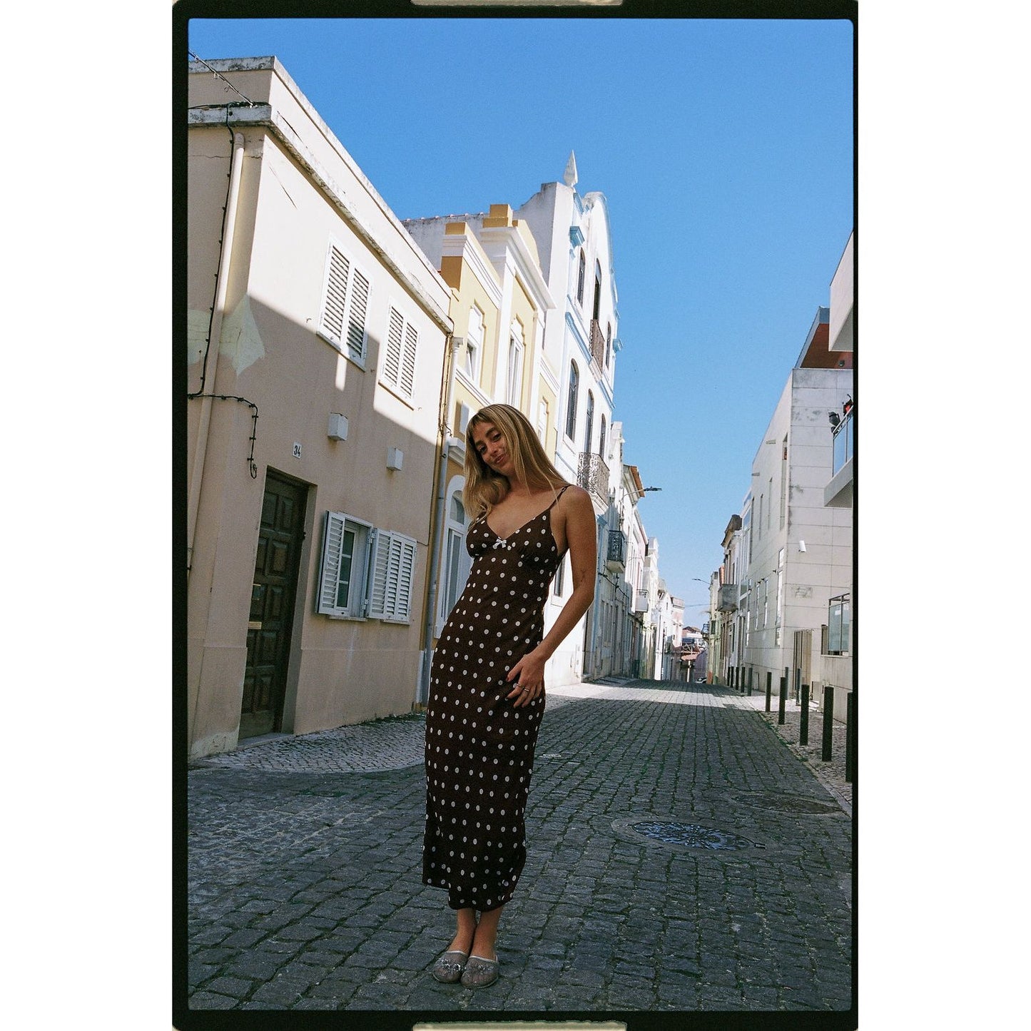 Polka Dot Bias Midi dress
