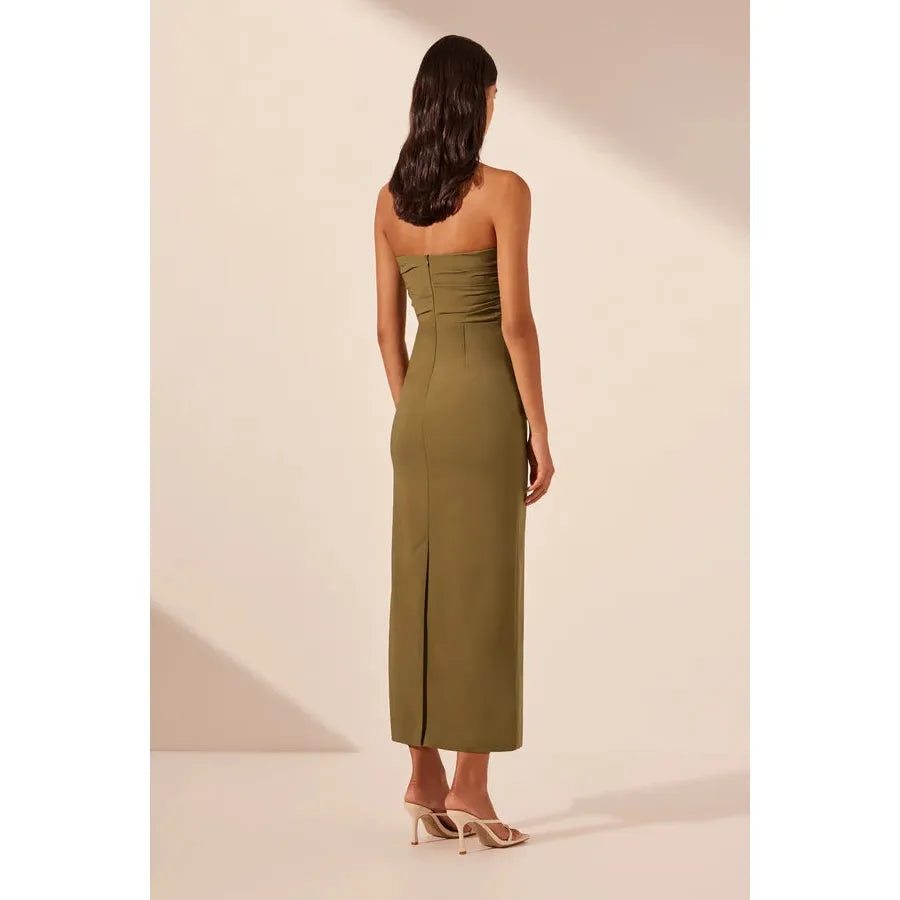 Lani Strapless Gathered Midi dress