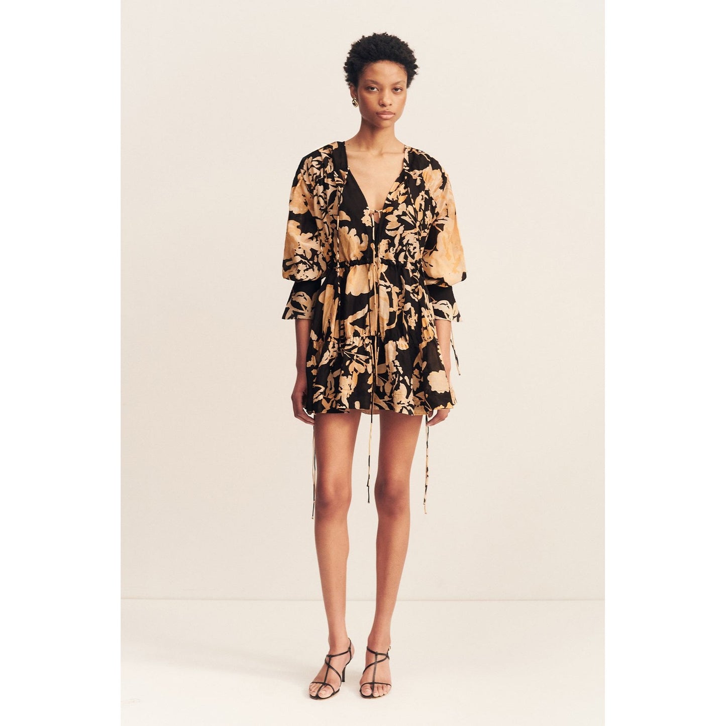 Xenia Tiered Drawstring Mini Dress