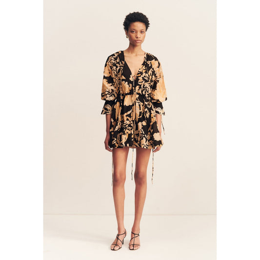 Xenia Tiered Drawstring Mini Dress