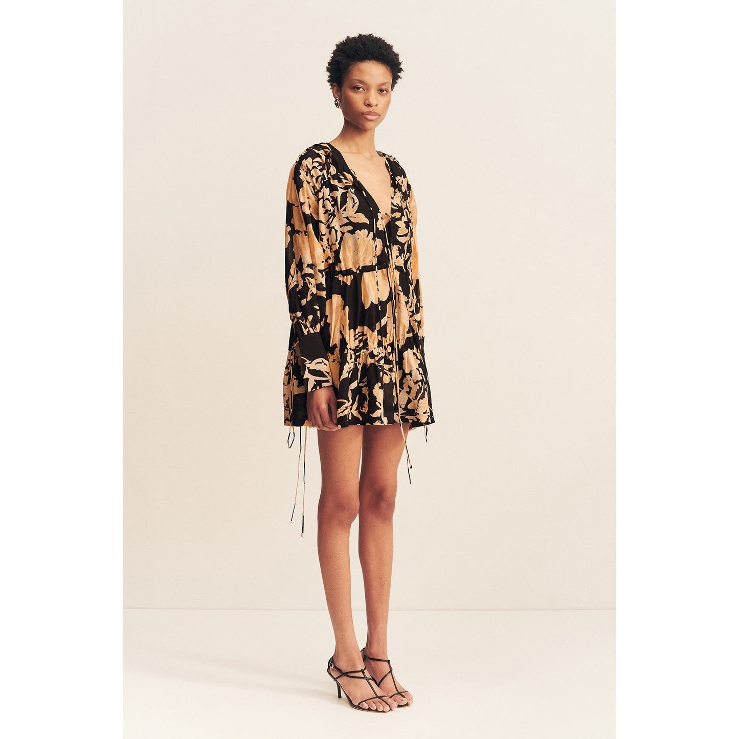 Xenia Tiered Drawstring Mini Dress