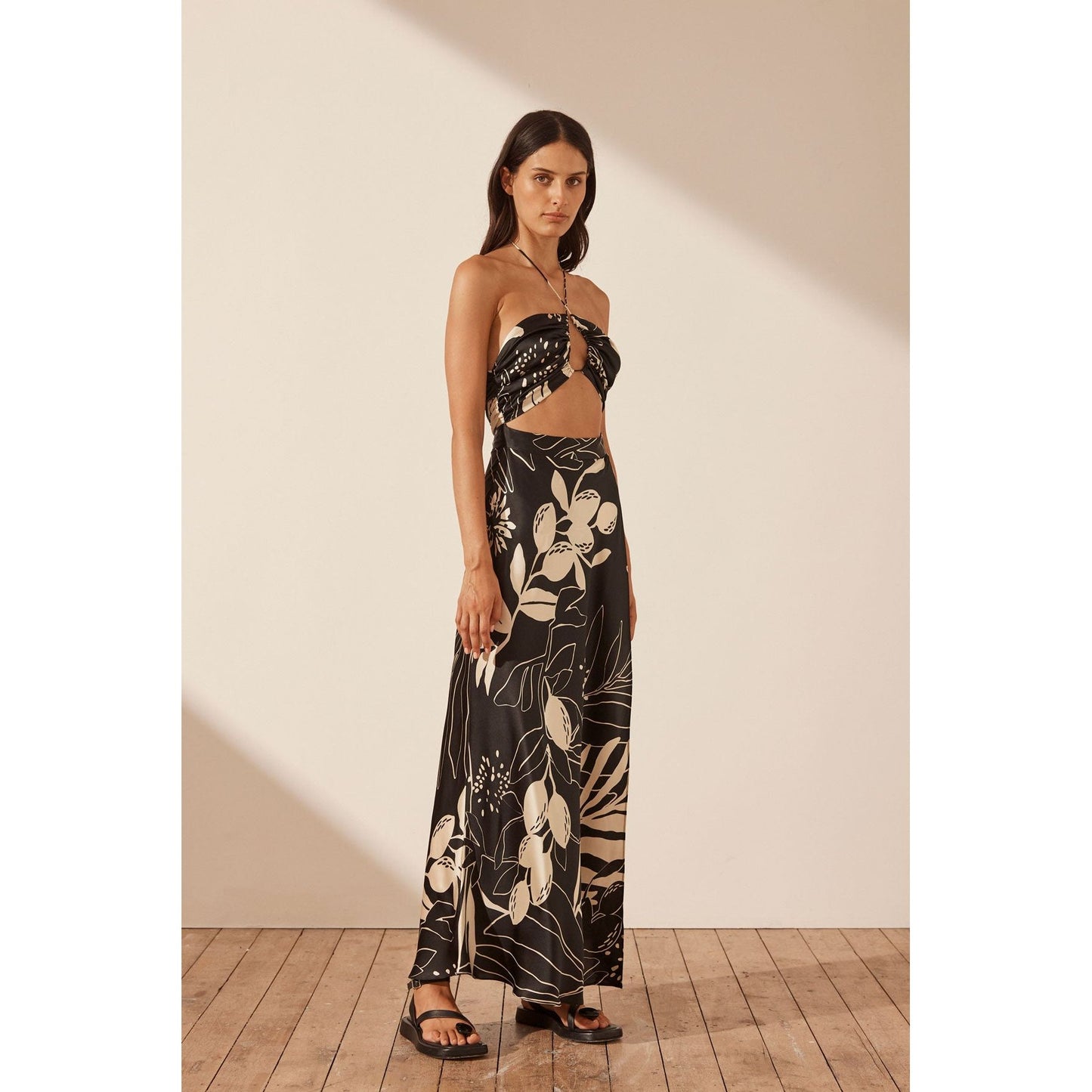 Capri Silk Cross Front Cut Out Midi dress