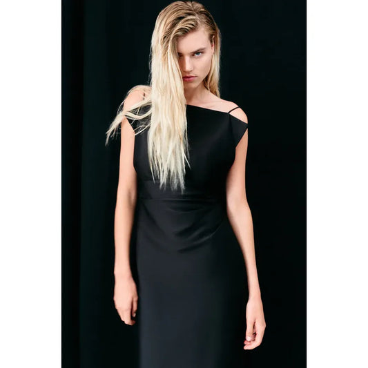 Otis Draped high neck midi dress