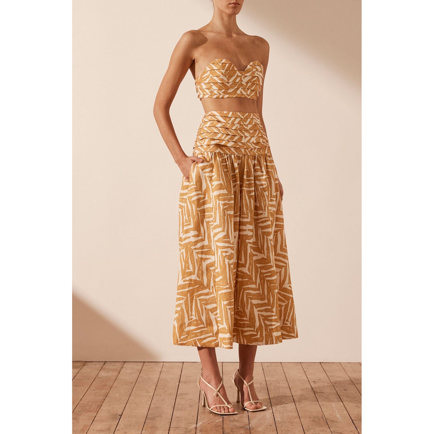 Imani Pleated Yoke Midi Skirt