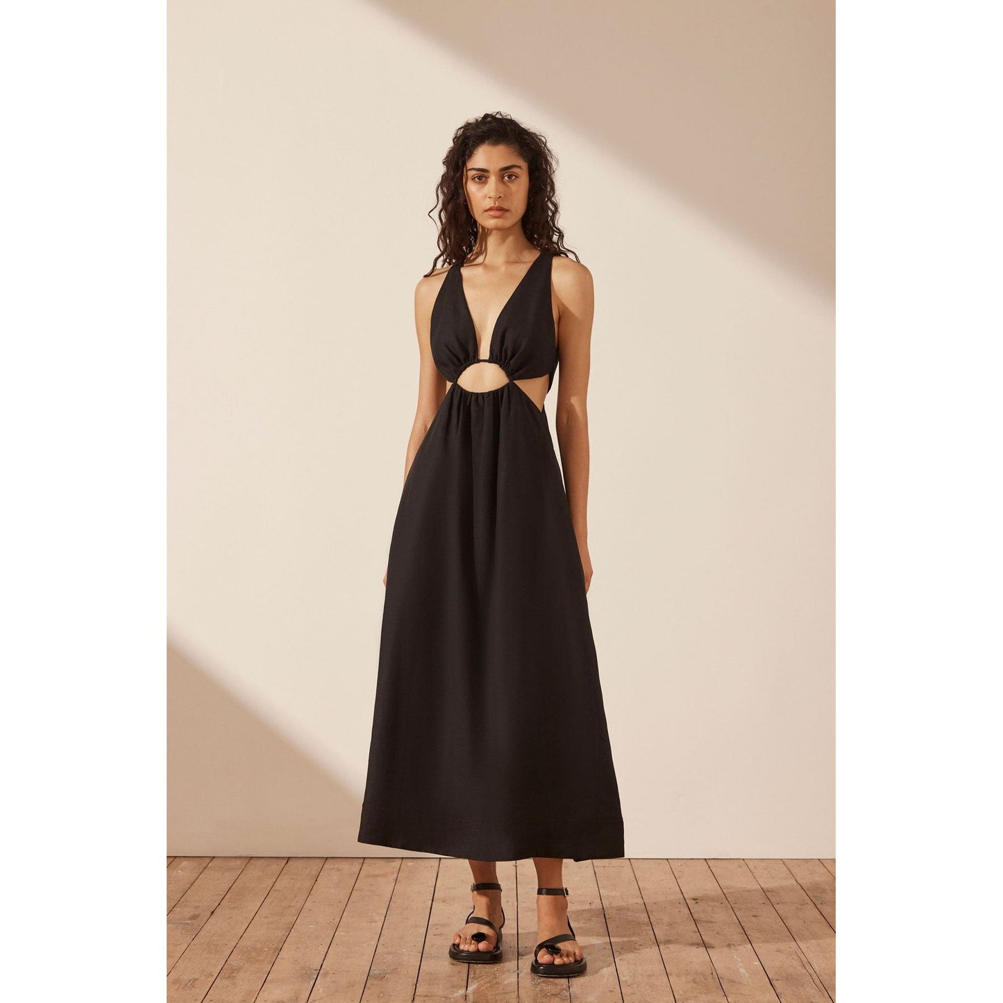 Mare V neck Cut out Midi dress