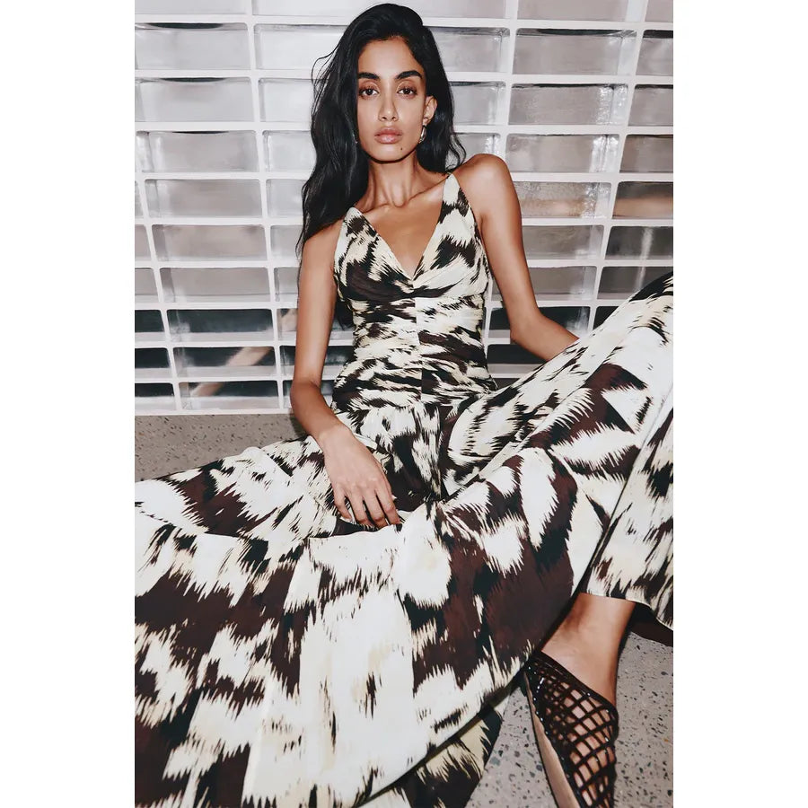 Benny Plunged Gathered Maxi dress