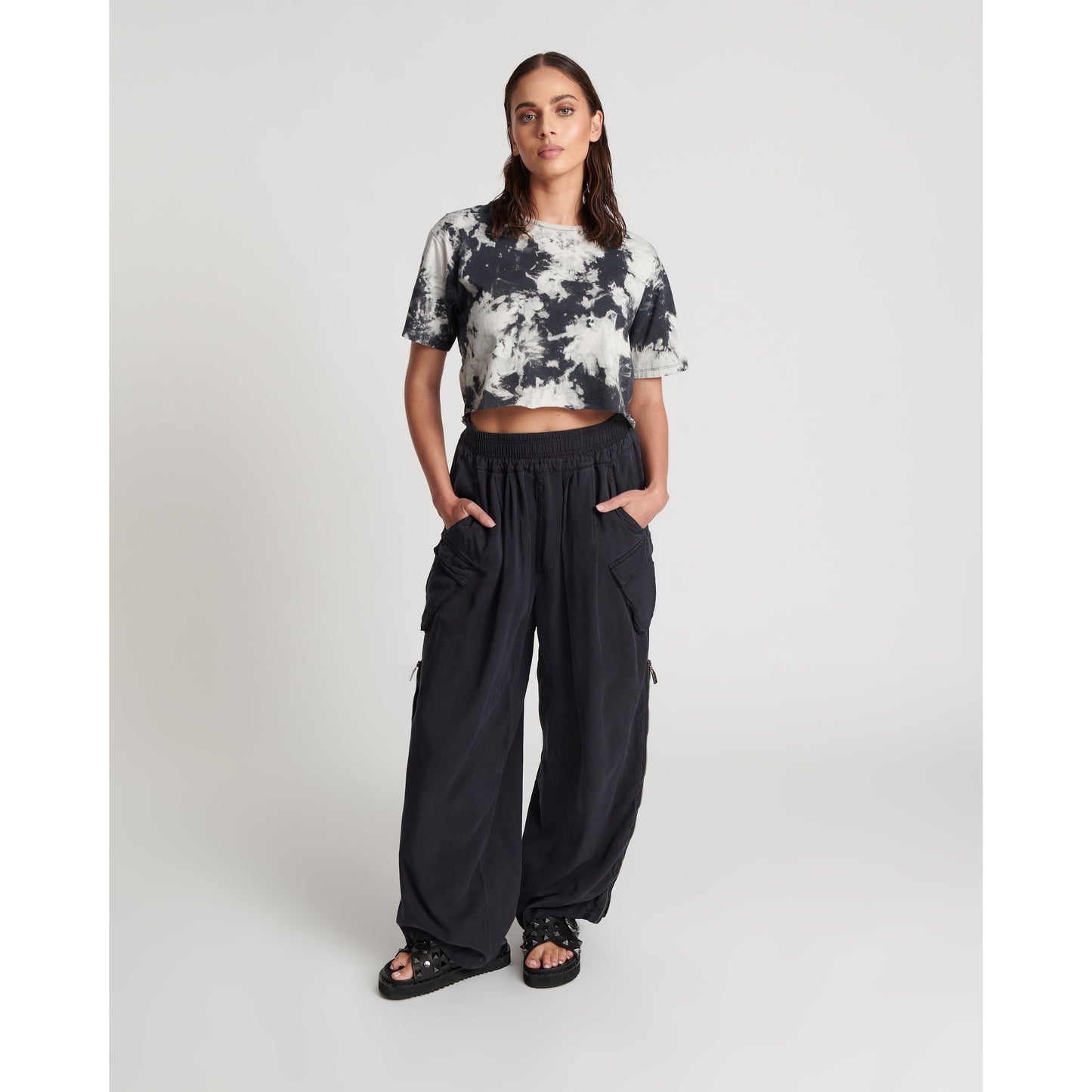 Tie Dye Organic Cropped Crew Tee