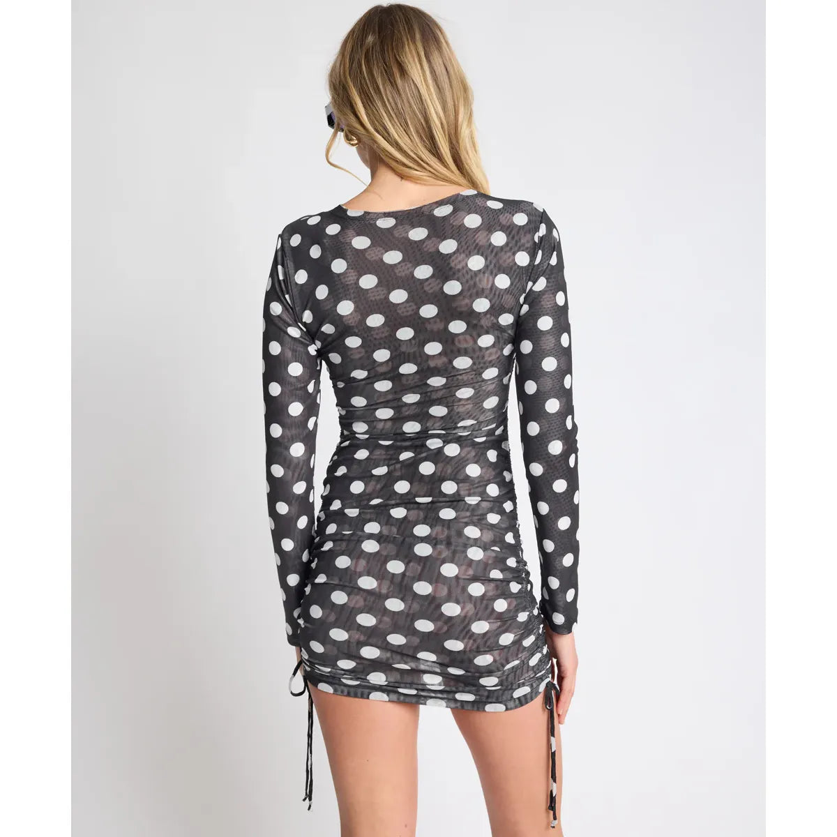 Polka darling sheer mesh mini dress