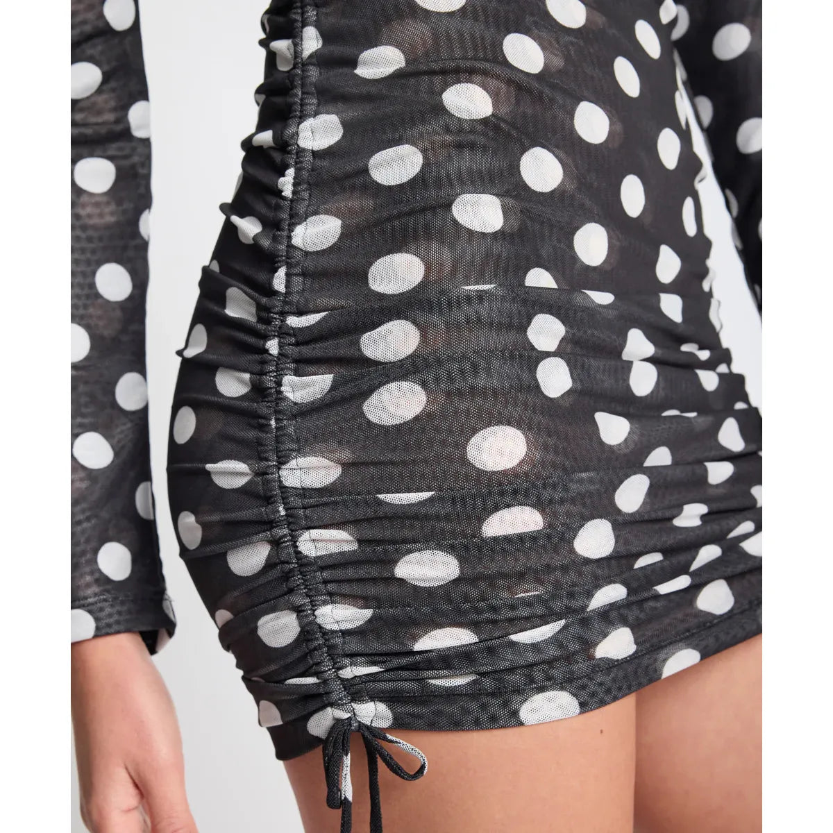 Polka darling sheer mesh mini dress