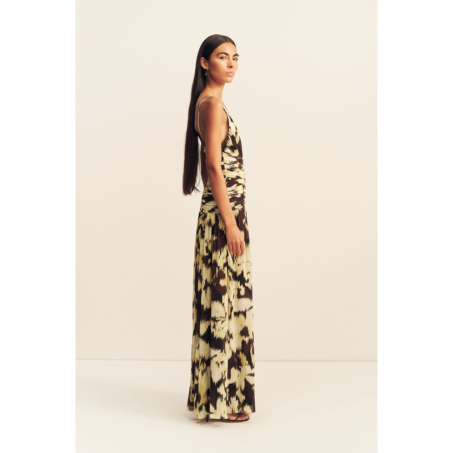Benny Plunged Gathered Maxi dress