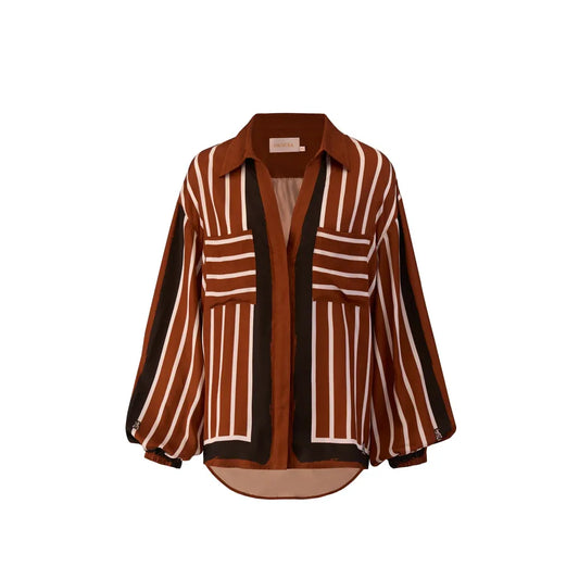 The Faye Shirt - Cherrywood Stripe