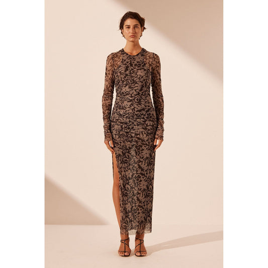 Zoe Long Sleeve Gathered Midi dress