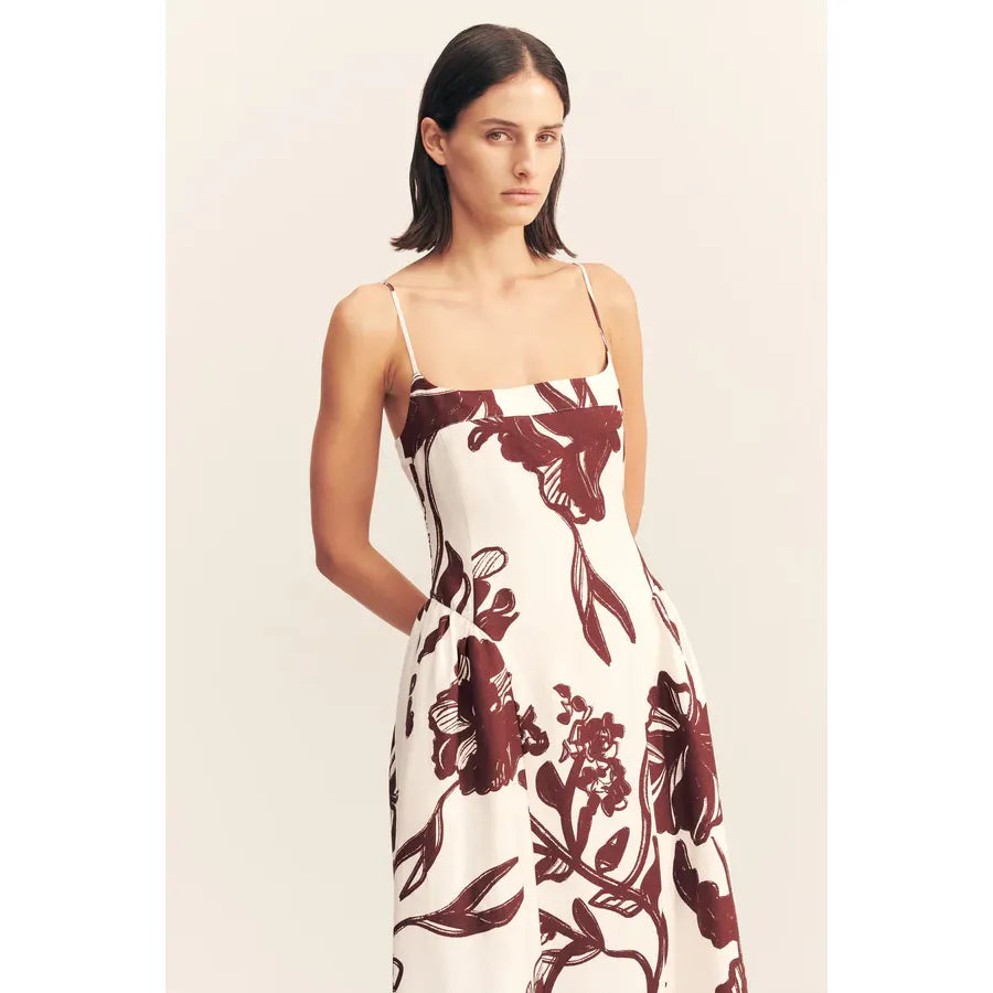 Emmet Square neck Panelled midi dress