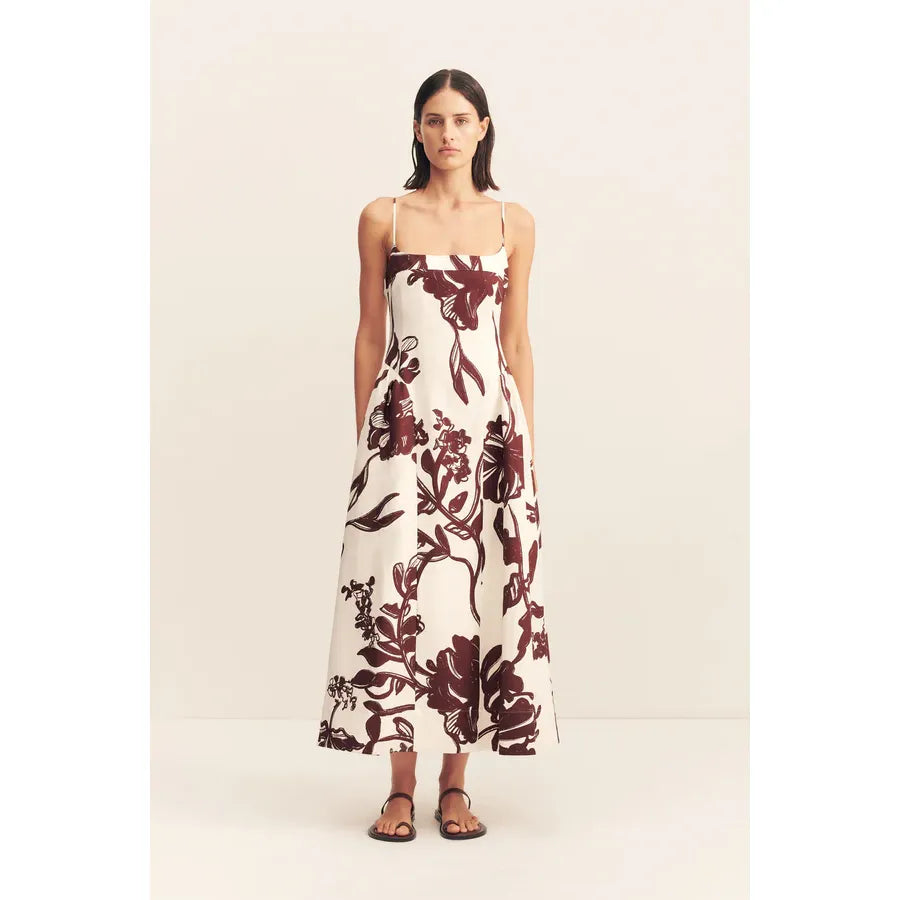 Emmet Square neck Panelled midi dress