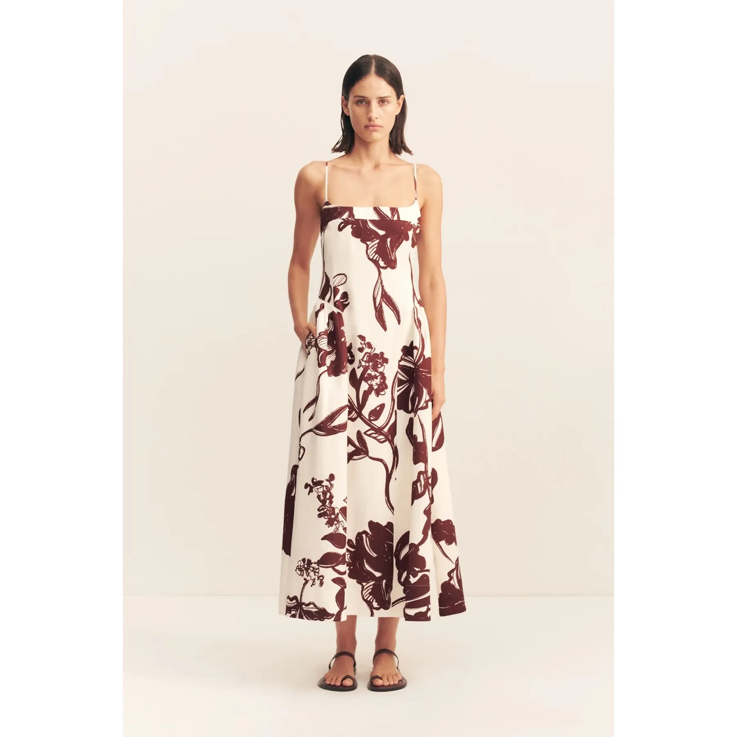 Emmet Square neck Panelled midi dress