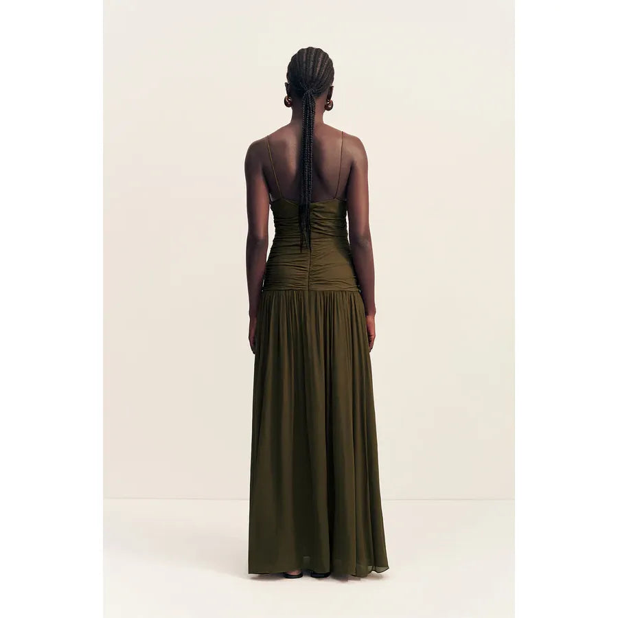 Juno Plunged Gathered Maxi dress