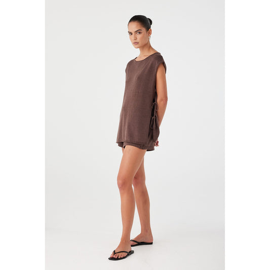 Poppy Tie Side top - espresso