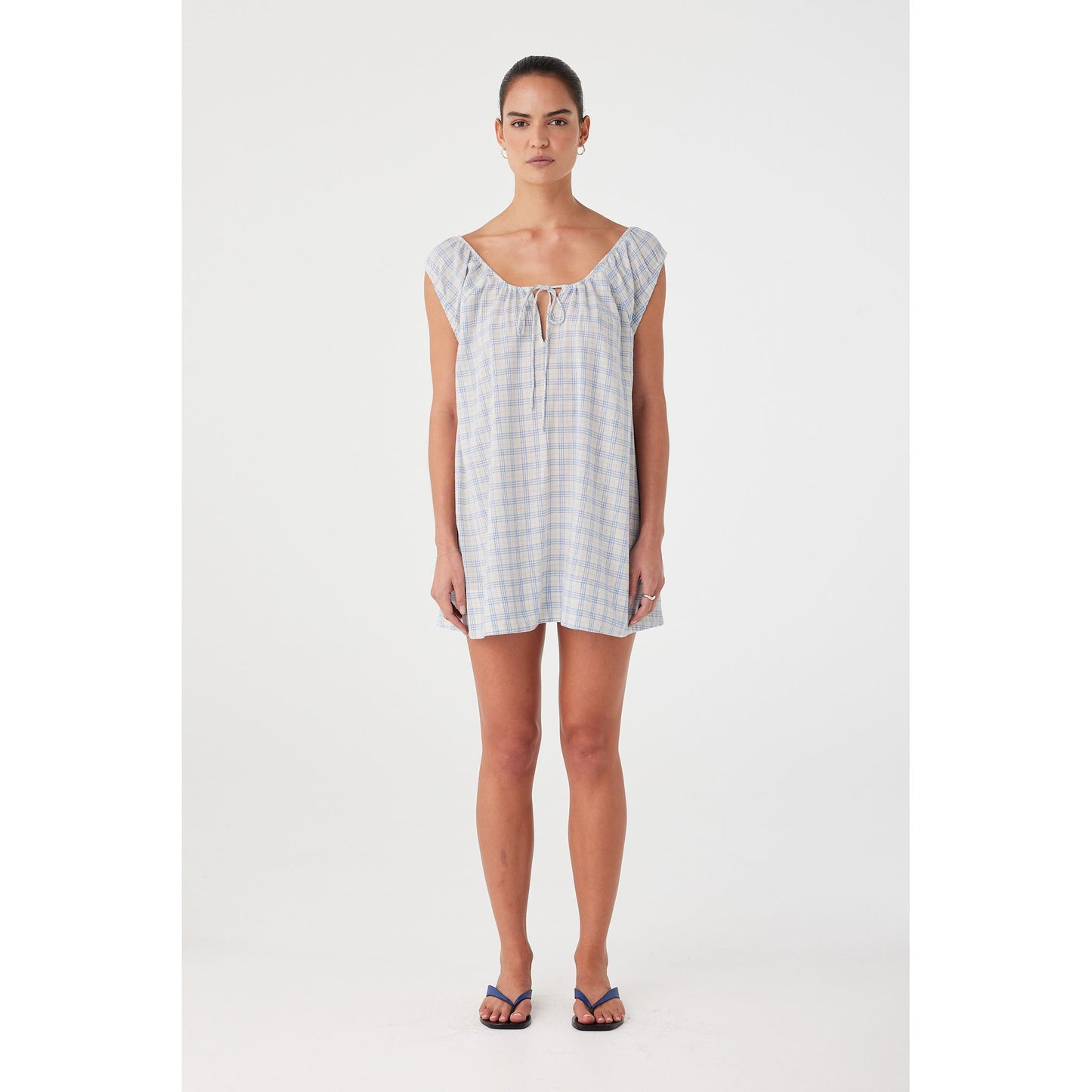 Camille Cotton check Mini Dress