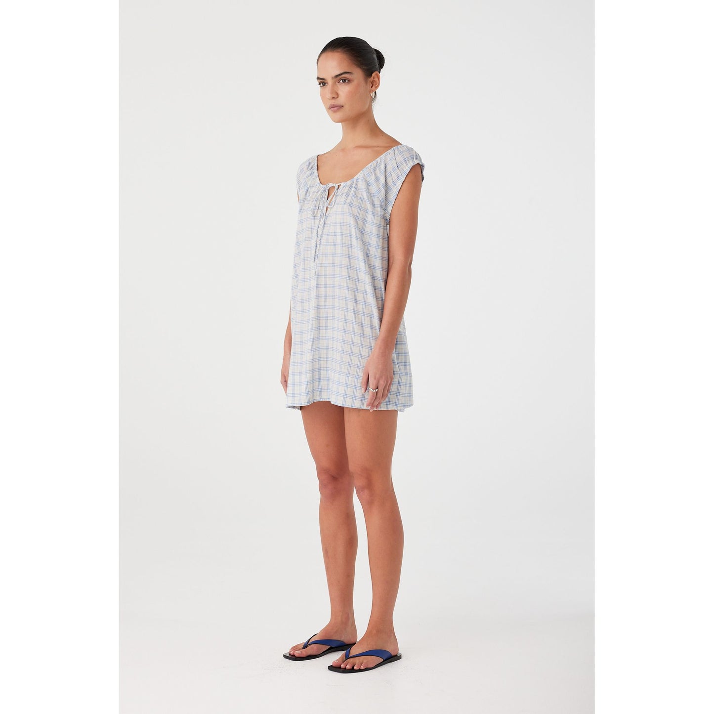 Camille Cotton check Mini Dress