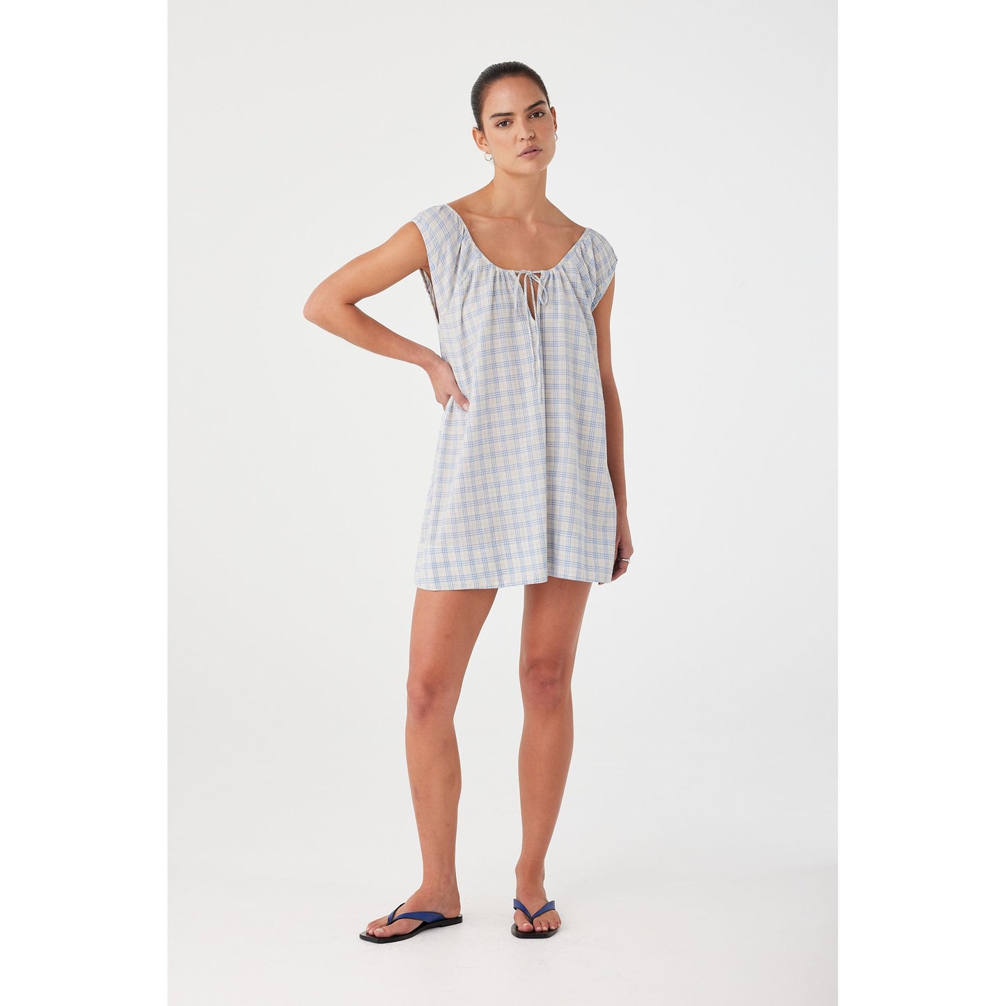 Camille Cotton check Mini Dress
