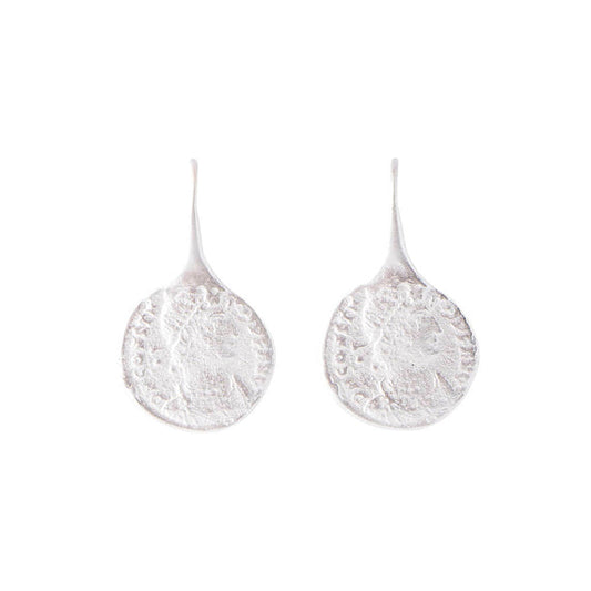 Silver Ancient Coin hook earrings