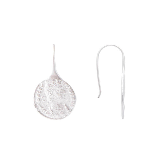 Silver Ancient Coin hook earrings