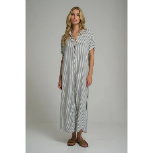 Hutton Dress - Cheshire Stripe - Green