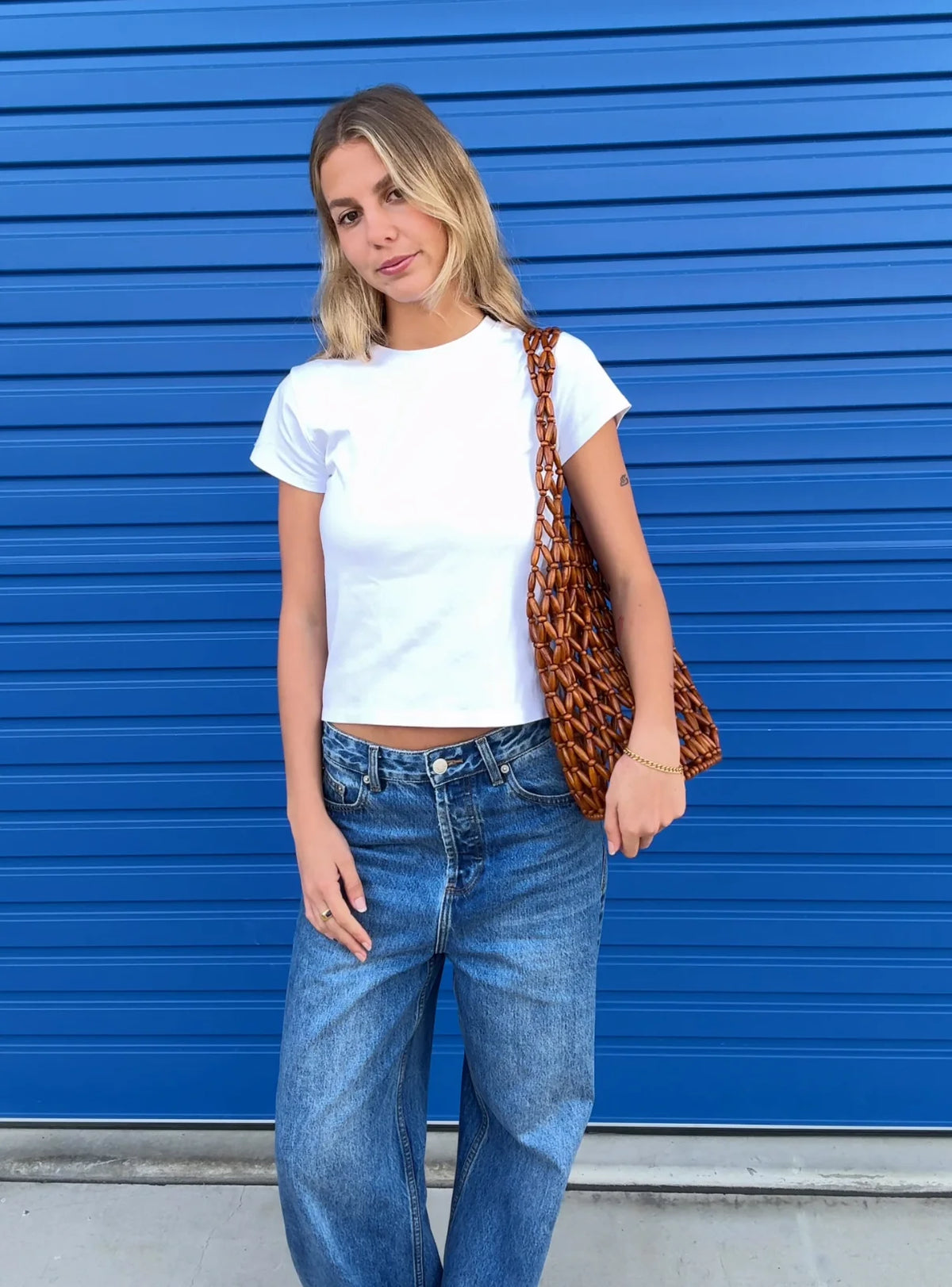 Beaded bucket bag