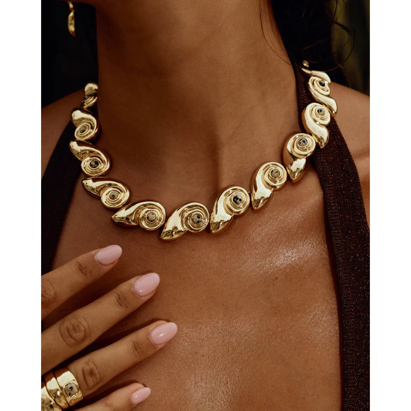Palma Shell statement necklace - silver
