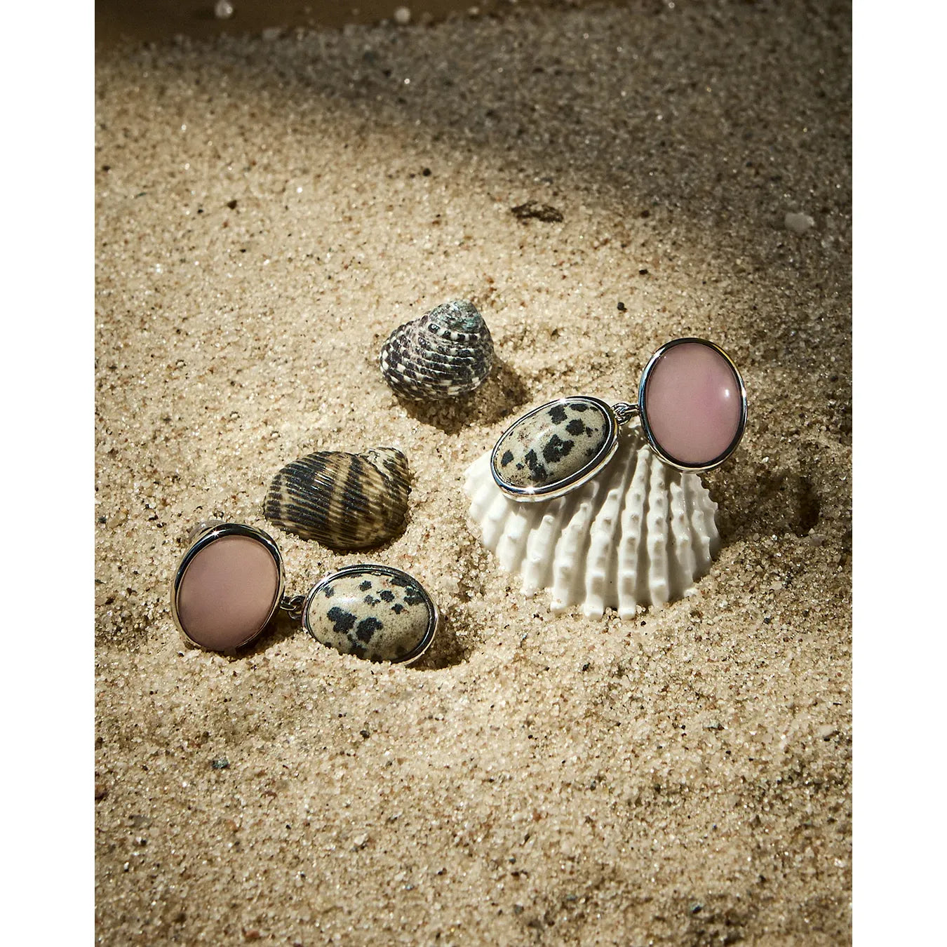 Rose Quartz Palma Studs- silver