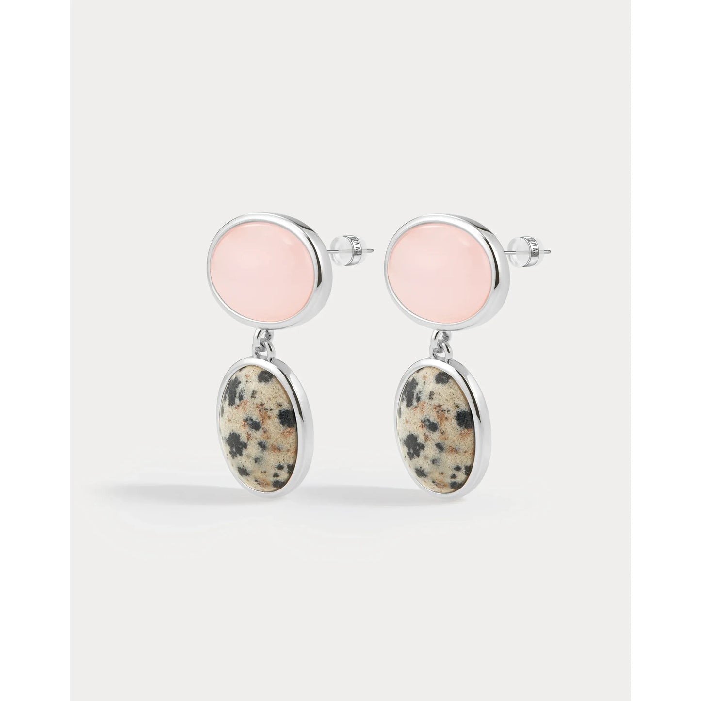 Rose Quartz Palma Studs- silver